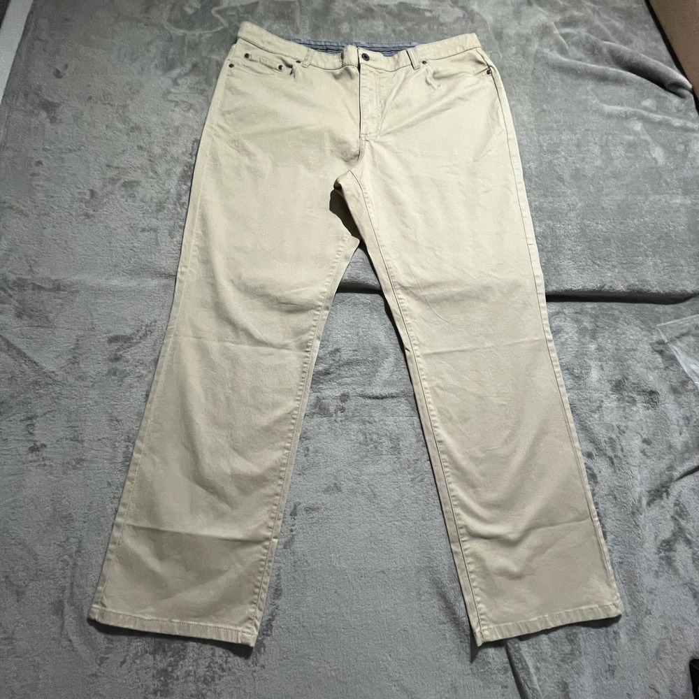 LL Bean Chino Pants Mens 38x30 Tan Standard Fit Stretch Cotton 503738